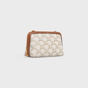 Clutch with Chain in Triomphe canvas and Lambskin