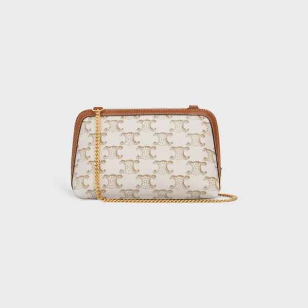 Clutch with Chain in Triomphe canvas and Lambskin