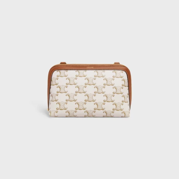 Clutch with Chain in Triomphe canvas and Lambskin