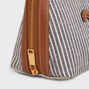 Clutch on Chain Cuir triomphe in STRIPED TEXTILE AND CALFSKIN