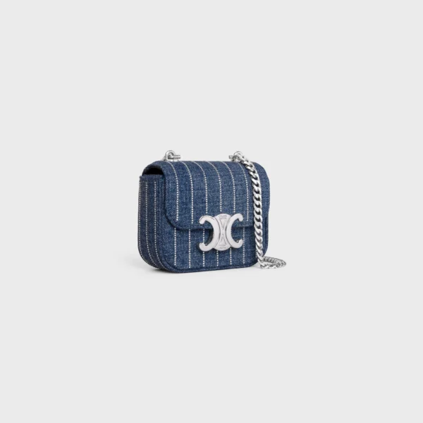 MINI CHAIN CLAUDE IN STRIPED DENIM WITH STRASS