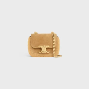 MINI CHAIN CLAUDE in SUEDE CALFSKIN AND SHEARLING