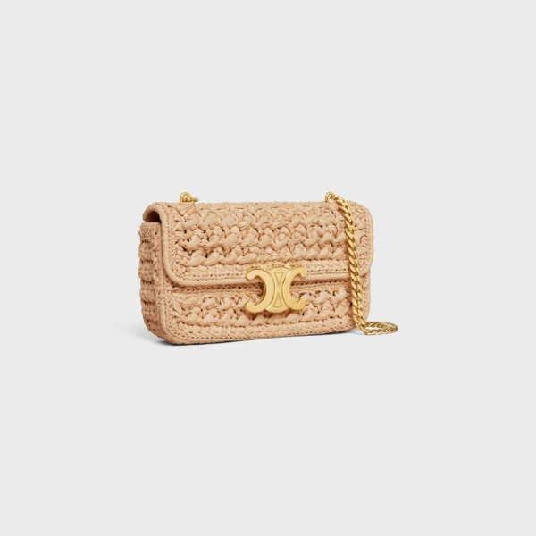 CHAIN SHOULDER BAG CLAUDE in RAFFIA EFFECT TEXTILE