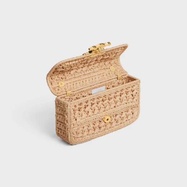 CHAIN SHOULDER BAG CLAUDE in RAFFIA EFFECT TEXTILE