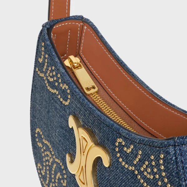 MEDIUM TILLY BAG in DENIM WITH TRIOMPHE STUDS AND CALFSKIN