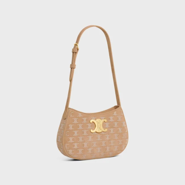 MEDIUM TILLY BAG in SUEDE CALFSKIN WITH TRIOMPHE STRASS