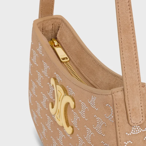 MEDIUM TILLY BAG in SUEDE CALFSKIN WITH TRIOMPHE STRASS