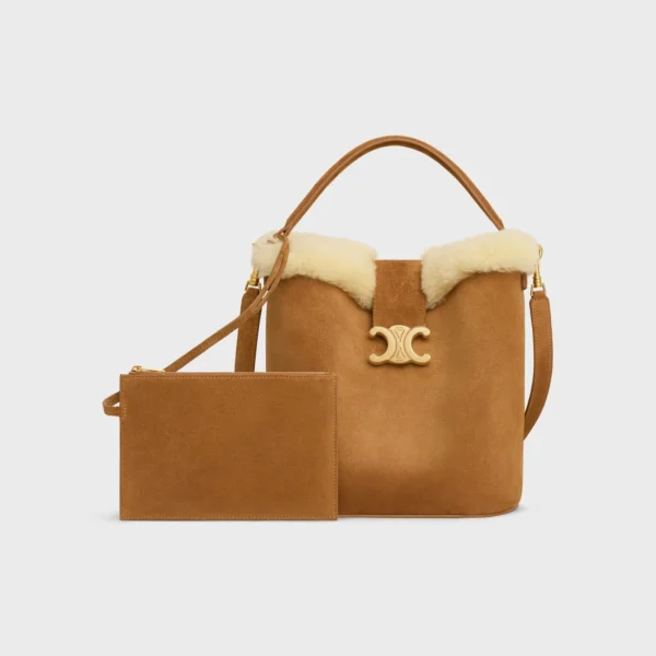 MEDIUM LOUISE BAG in SUEDE CALFSKIN AND SHEARLING