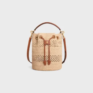 CLARA CELINE CLASSIC PANIER in RAFFIA AND CALFSKIN