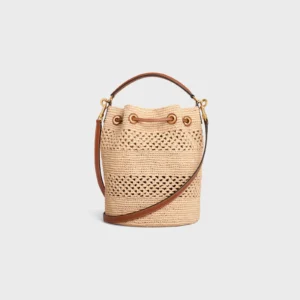 CLARA CELINE CLASSIC PANIER in RAFFIA AND CALFSKIN