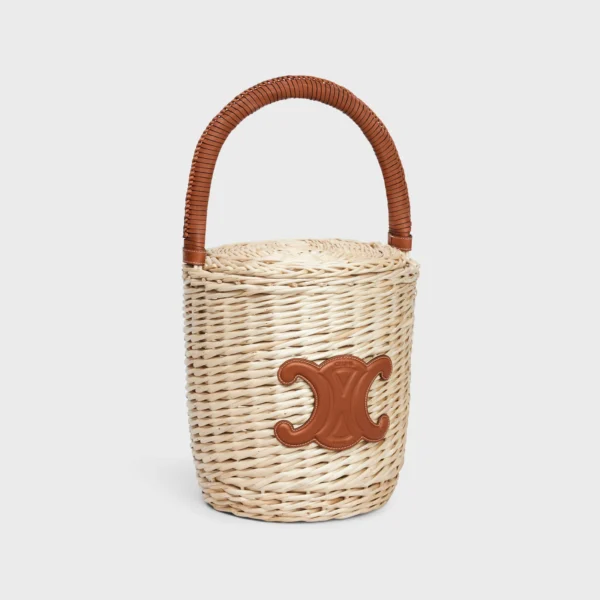 Basket in Wicker and calfskin