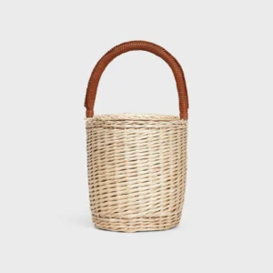 Basket in Wicker and calfskin