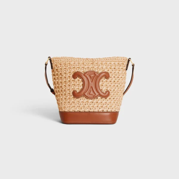 Small Bucket in RAFFIA AND CALFSKIN