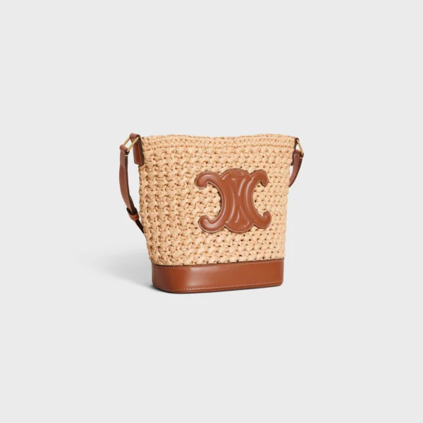 Small Bucket in RAFFIA AND CALFSKIN