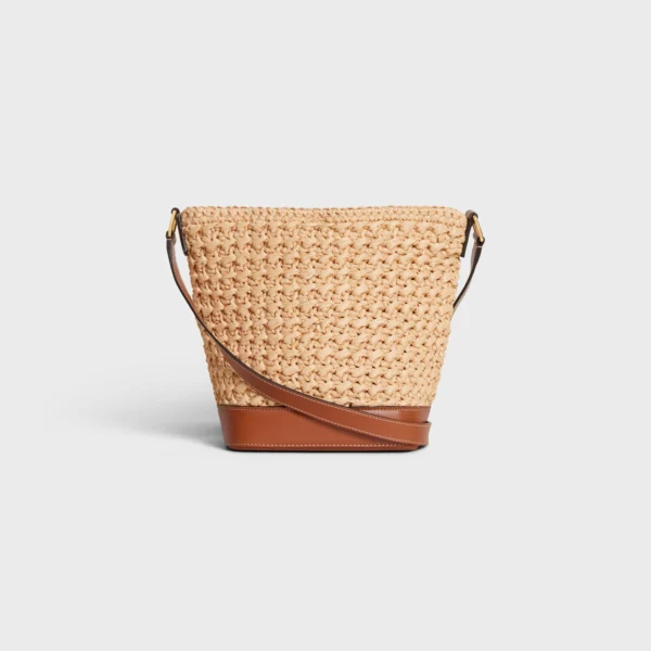 Small Bucket in RAFFIA AND CALFSKIN